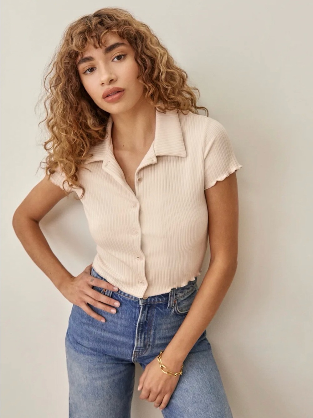 Reformation Brandy Top Bone - Size M